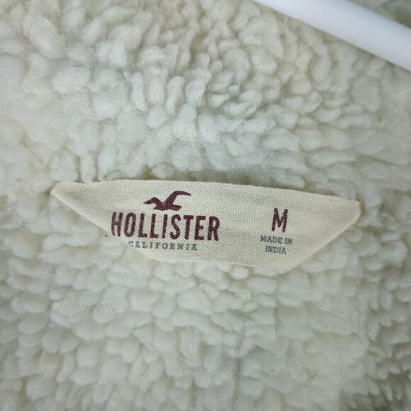 Hollister Olive Green Sherpa Lined Coat Women Medium Hooded Parka Jacket Y2K - Picture 3 of 9